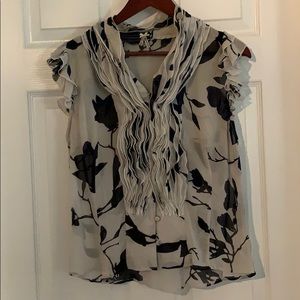 2/ $15  lapis Blouse with frilly neck